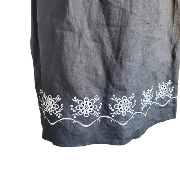 Vintage Linen Blend Mini Dress Black White Embellishments Cali Cali - Size 10 - Picture 5 of 8